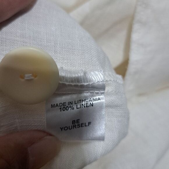 Flax Linen Azalea Carper Lightweight Jacket Minimalist Button Down Cream Large - Picture 5 of 16